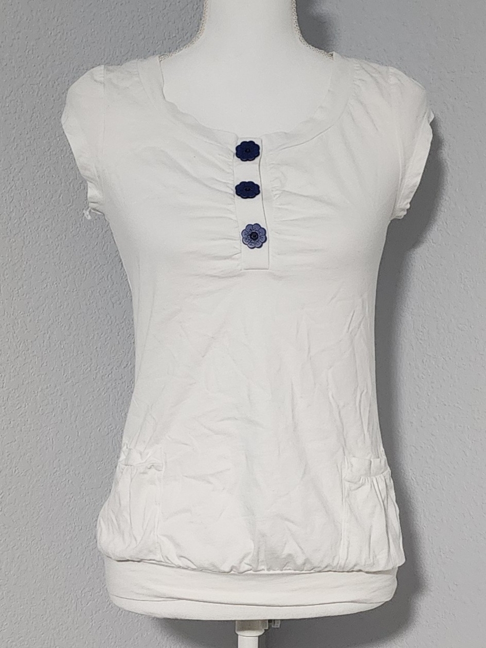 Vintage Y2K American Rag Cie 100% Cotton White Blouse Womens Size Small